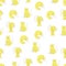 Seamless pattern with yellow cats in different poses. Vector