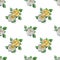 Seamless pattern. Yellow and cream large roses, graceful rose petals.