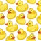 Seamless pattern with yellow ducks.