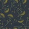 Seamless pattern with yellow flowers umbrellas