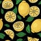 Seamless pattern with yellow lemons - illustration