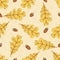 Seamless Pattern. Yellow Oak Leaf and Acorns
