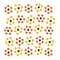 Seamless pattern with yellow, orange berries. The berries are laid out in the shape of a flower.