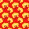 Seamless pattern of yellow Orchid flowers with closed buds. Flowers on a red background