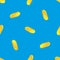 Seamless pattern of yellow oval pills on blue background, medical background for clothes and fabric