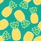 Seamless pattern with yellow  pineapples.