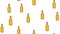 Seamless pattern of yellow repeating alcoholic beer glass bottles with beer frothy hop glass malt craft lager on a white
