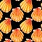 Seamless pattern of yellow scallops