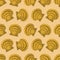 Seamless pattern with yellow shell in cartoon style. Image for wrapping paper