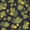 Seamless pattern with  yellow water lily Nuphar Lutea on a dark background.
