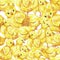 Seamless pattern with yellow young funny and cute chicken