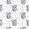 Seamless pattern Zebra baby and mother cartoon animal illustrations, hearts, brazil trendy design