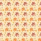 Seamless patterns. Autumn pattern - yellow-orange and burgundy leaves and a mushroom on a light background. For autumn
