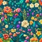 Seamless Patterns of Blooming Flowers and Majestic Trees in Repeating Harmony.