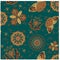 Seamless patterns with butterflies and flowers on the teal background