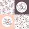 Seamless patterns and cards with monkeys in vector