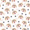 Seamless patterns with cute cartoon dogs muzzles. Dalmatian, Terrier, Bulldog