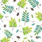 Seamless patterns cute leaves background, Water color style