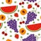 Seamless Patterns with Different Berries and Fruits