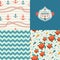 Seamless patterns of marine symbols and label in