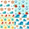 Seamless patterns nautical elements