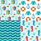 Seamless patterns nautical elements