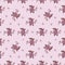 Seamless patterns. Romantic week flowers. Pink rose and hearts on a pink background. For festive Valentines Day
