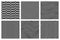 Seamless patterns set of black white distorted stripes. Optical vibrating fabric swatches design