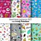 Seamless patterns set with fashion patch badges.