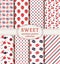 Seamless patterns with sweets. Vector set.