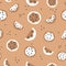 Seamless patterns. Tomatoes in neutral beige tones for design. Vector illustration