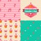 Seamless patterns of Valentine symbols and label