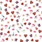 Seamless patterns for Valentines Day sweet kiss, gift box, red heart. Vector