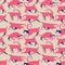 Seamless patternt with doodle cats. Background with running kitten in cute flat style. Vector illustration