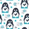 Seamless penguin pattern vector illustration