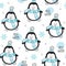 Seamless penguin pattern vector illustration