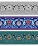 Seamless Persian floral borders, various color sets.