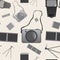 Seamless photo camera background pattern in vector