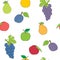 Seamless picture with a set of fruit. The vector drawing