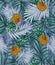 Seamless pineapple tropical floral pattern, fabric textile printing, wallpapers, gift wrap.