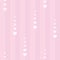 Seamless pink background with vertical dotted stripes, heart shapes and rhombuses. Flat and minimal Valentine`s Day backdrop