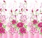 Seamless pink digital rose flower border