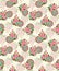 Seamless pink flower pattern with cream background