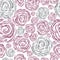 Seamless pink grunge rose pattern