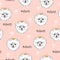 Seamless pink pattern with cute pomeranian dog