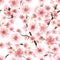 Seamless pink Sakura flowering cherry. EPS 10