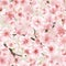 Seamless pink Sakura flowering cherry. EPS 10