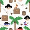 Seamless pirate kids retro background pattern