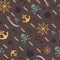 Seamless pirate theme pattern, vector background