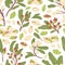 Seamless pistachio pattern with nuts, shells, branches and leaves. Endless texture with realistic pistaches on white